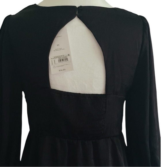 Isabel Ingrid Maternity Top XS Black Blouse Elbow Sleeve Back Cut Out Shirt - Picture 6 of 8